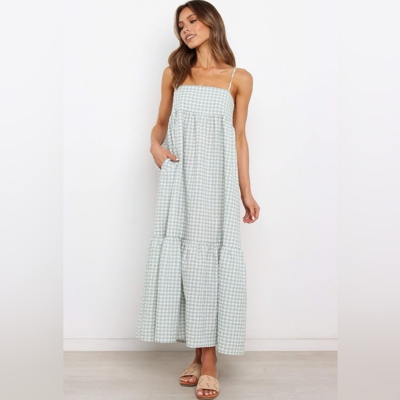 Petal & Pup Green Gingham Maxi Dress - Picture 1 of 10